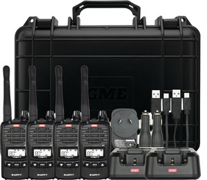 Order In - GME TX677QP UHF CB Handheld Radio - 2 Watt - w/Accessories - USB Charging -  Black - Quad Pack