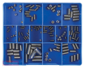 Order In - Champion Fasteners Grub Screw Kit - 316 Stainless Steel - Metric & BSW - 5 to 8 mm & 3/16 to 3/8" - 140 Pieces - CA1816 - Champion