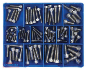 Order In - Champion Fasteners Socket Head Cap Screw Kit - 316 Stainless Steel - BSW - 3/16 to 3/8" - 90 Pieces - CA1818 - Champion