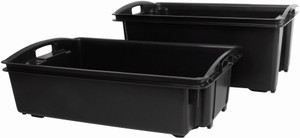 Order In - Recycled Stacking Nesting Crate - 55L Capacity - Black - 711mm x 438mm x 382mm - A PLUS PLASTICS