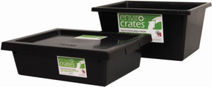 Order In - Recycled Stacking Nesting Crate - 13.5L Capacity - Black - 430mm x 323mm x 127mm - A PLUS PLASTICS