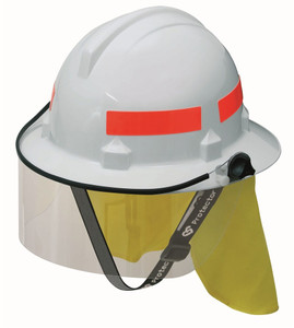 Order In - 3M HF44 AT010669508 Fireman's Helmet - Protector Bush - Elastic Chin Strap & Visor - 50x66cm - White