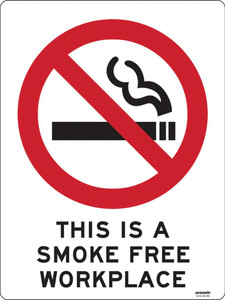 Order In - PROSAFE Construction Sign - Smoke Free Workplace - Polypropylene - 600mm x 450mm