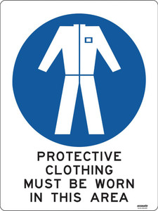 Order In - PROSAFE Construction Sign - Mandatory - Protective Clothing Must Be Worn In This Area - Polypropylene - 600mm x 450mm