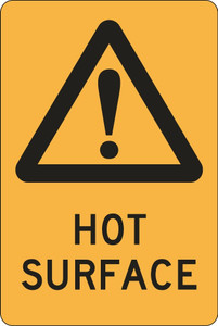 Order In - PROSAFE Warning Sign - Hot Surface - Colorbond Steel - 300mm x 225mm