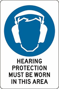 Order In - PROSAFE Mandatory Sign - Hearing Protection Must Be Worn In This Area - Colorbond Steel - 300mm x 225mm