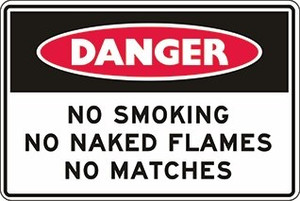 Order In - PROSAFE Danger Sign - No Smoking No Naked Flames No Matches - Polypropylene - 450mm x 300mm