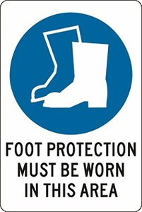 Order In - PROSAFE Mandatory Sign - Foot Protection Must Be Worn In This Area - Polypropylene - 300mm x 225mm