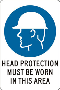 Order In - PROSAFE Mandatory Sign - Head Protection Must Be Worn In This Area - Polypropylene - 600mm x 450mm
