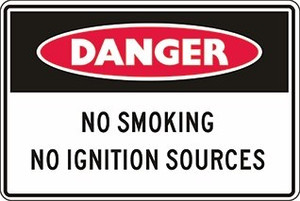 Order In - PROSAFE Danger Sign - No Smoking No Ignition Sources - Polypropylene - 450mm x 300mm