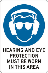 Order In - PROSAFE Mandatory Sign - Hearing And Eye Protection Must Be Worn In This Area - Polypropylene - 450mm x 300mm