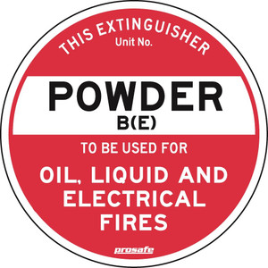 Order In - PROSAFE Fire Equipment Sign - Extinguisher Powder B(E) - Polypropylene - 200mm