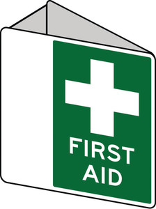 Order In - PROSAFE Emergency Information Sign - First Aid - Double Sided - Polypropylene Tent - 225mm x 225mm