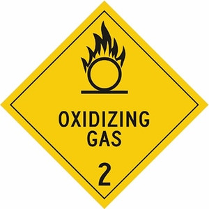 Order In - PROSAFE Danger Sign - Dangerous Goods Class Diamonds - Oxidising Gas 2 - Metal - Black On Yellow - 270mm x 270mm