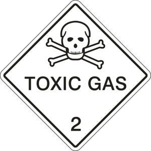 Order In - PROSAFE Danger Sign - Dangerous Goods Class Diamonds - Toxic Gas 2 - Self Adhesive Vinyl - Black On White - 100mm x 100mm