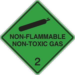 Order In - PROSAFE Danger Sign - Dangerous Goods Class Diamonds - Non-Flammable/Non-Toxic Gas 2 - Polypropylene - Black On Green - 250mm x 250mm