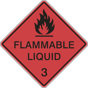 Order In - PROSAFE Danger Sign - Dangerous Goods Class Diamonds - Flammable Liquid 3 - Self Adhesive Vinyl - Black On Red - 100mm x 100mm
