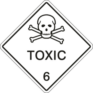Order In - PROSAFE Danger Sign - Dangerous Goods Class Diamonds - Toxic 6 - Self Adhesive Vinyl - Black On White - 200mm x 200mm