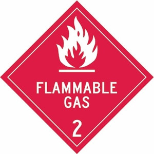 Order In - PROSAFE Danger Sign - Dangerous Goods Class Diamonds - Flammable Gas 2 - Metal - White On Red - 270mm x 270mm