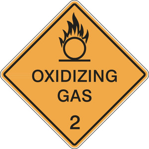 Order In - PROSAFE Danger Sign - Dangerous Goods Class Diamonds - Oxidising Gas 2 - Polypropylene - Black On Yellow - 250mm x 250mm