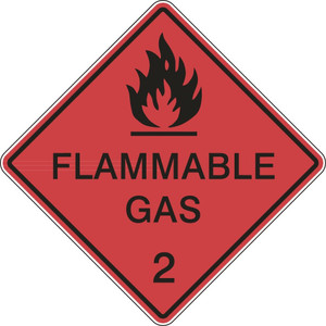 Order In - PROSAFE Danger Sign - Dangerous Goods Class Diamonds - Flammable Gas 2 - Polypropylene - Black On White/Red - 270mm x 270mm