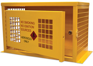 Order In - Spill Crew - Storage Cage - Aerosol 32-Can Steel - Yellow - SCAR32