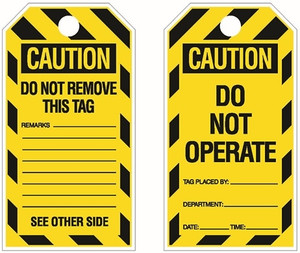 Order In - PROSAFE Tag - Caution - Do Not Remove/ Operate - Poly - 70mm x 130mm - Pack of 24