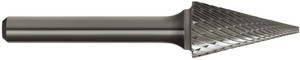 Order In - Sutton Tools Carbide Burr - Double Cut - Cone Shape - 1/4" Shank - 5/8" x 1-1/8" - 2-7/8" OAL - B208
