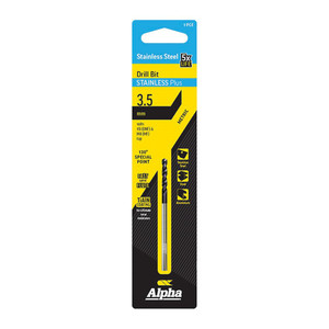 Order In - Alpha C9LMP035 Jobber Drill Bit - Stainless Plus - Metric - Carded - 3.5mm