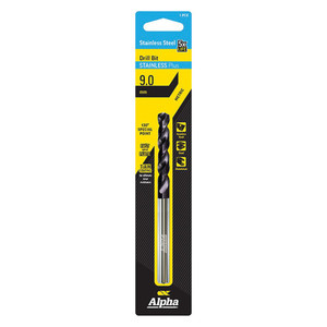 Order In - Alpha C9LMP090 Jobber Drill Bit - Stainless Plus - Metric - Carded - 9.0mm