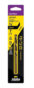 Order In - Alpha 9LI14COL Drill Bit - Left Hand - Cobalt Series - Carded - Imperial - 1/4"
