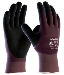 Order In - ATG MaxiDry® 56-427 General Purpose Gloves - NBR Coating - Nylon, Polyester, Spandex Liners - Silicone Free - Fully Coated - Knit Wrist Cuff - Purple/Black - 10