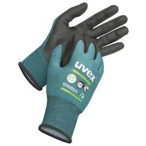 Order In - uvex Bamboo TwinFlex® D xg 60090 Cut Resistant Gloves - Cut D - 18 Gauge HPPE/Bamboo Liner - Aqua Polymer Foam Palm Coat -Touchscreen - Green/Black - 8