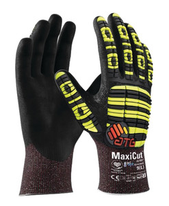 Order In - ATG MaxiCut® Ultra™ AD-APT® 52-6745FI Impact Protection Gloves - Cut F - UHMWPE Liner - Nitrile Palm Coated - Touchscreen - Black/Hi-Vis Yellow - 9