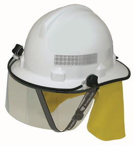Order In - 3M HF46 AT010703372 Bush Fireman's Helmet - Elastic Chin Strap & Visor - Type 3 - White - Unisize