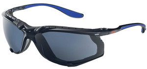 Order In - 3M Mist S56SDG 7012875285 Safety Glasses - Black/Blue Frame - With Dust Guard - UV Resistant - Anti-Scratch - Smoke Lens