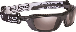 Order In - Bolle Baxter 1678102 Safety Glasses - Wrap-Around - Waterproof Foam & Removable Nylon Head Band - Platinum Anti-Scratch/Anti-Fog Coating - Smoke Lens