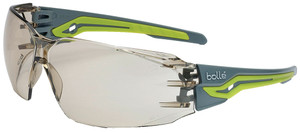 Order In - Bolle Silex+ Small PSSSILPC092 Safety Glasses - Ultra-Wraparound - Grey/Green Temple - Platinum Coating - Anti-Scratch/Anti-Fog - Copper Lens