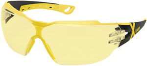 Order In - uvex pheos cx2 9198-201 Safety Glasses - Yellow/Black Frame - Supravision Excellence Coating - Anti-Scratch/Anti-Fog - Chemical Resistant - Amber Lens