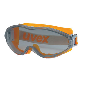 Order In - uvex ultrasonic 9302-346 Safety Goggles - Orange/Grey Frame - Vented - Chemical Resistant - Anti-Fog/Anti-Scratch Coating - 33% + VLT Grey Lens