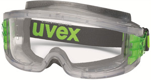Order In - uvex ultravision 9301-626 Safety Goggles - Transparent Grey Frame - Textile Strap - UV 400 - Vented Frame - Anti-Fog Coating - 80%+VLT Clear Lens