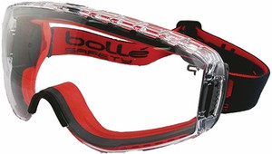 Order In - Bolle Pilot 2 Fire 1689119 Safety Goggles - Red Frame - Sealed Frame - Nylon Polyester Resistant Strap - Anti-Fog/Anti-Scratch Coating - Clear Lens