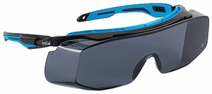 Order In - Bolle Tryon OTG TRYOTGPSF Overspecs Safety Glasses- Black/Blue Frame - Platinum - Anti-Fog/Anti-Scratch Coating - Smoke Lens