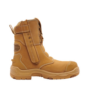Order In - King Gee K28007 Men's Reflective Bennu Pro 9 Safety Boot - Zip Sided - Steel Toe - 9 Inch - Nubuck Leather - Kevlar Thread - Wheat