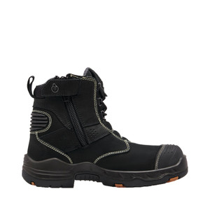 Order In - King Gee K28011 Women's Reflective Bennu Pro 6 Safety Boot - Zip Sided - Steel Toe - 6 Inch - Nubuck Leather - Kevlar Thread - Black
