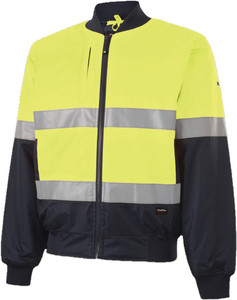 Order In - King Gee K55032 Men's High Visibility Bomber Jacket with Tape - Yellow/Navy