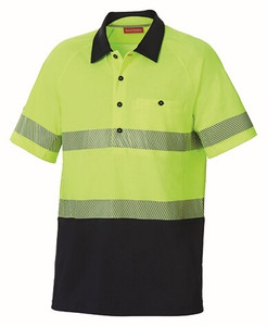 Order In - Hard Yakka Men's Two-Tone Protective Polo Shirt Koolgear - Cotton - Polyester - Yellow/Dark Navy - Y11383