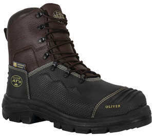Order In - Oliver 65-490Z Safety Boots - Caustic Resistant - Zip Sided - Waterproof - 150mm - Brown