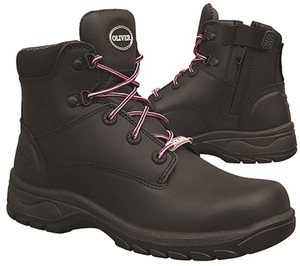 Order In - Oliver PB 49-445Z Womens Safety Boots - Ankle Anti-Static Lace Up with Side Zipper Full Grain Leather - Black