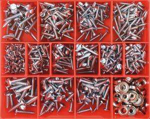 Order In - Champion Fasteners Self-Tapping Screw Kit - Raised & Pan Head - Phillips - Steel - Zinc Plated - 6 to 12G - 610 Pieces - CA550 - Champion